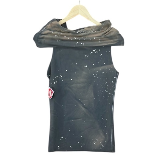 Chick by Nicky Hilton Gray Sleeveless Top Dress  Unique Bleach splatter Small - Picture 1 of 9